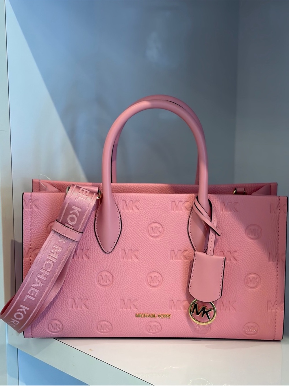 Michael Kors Mirella Medium
Logo Debossed Satchel Crossbody - Picture 8 of 11